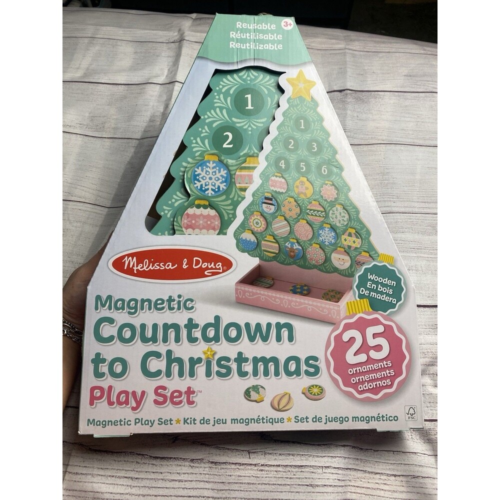 RARE Pink Melissa & Doug Wooden Magnetic Advent Calendar Christmas